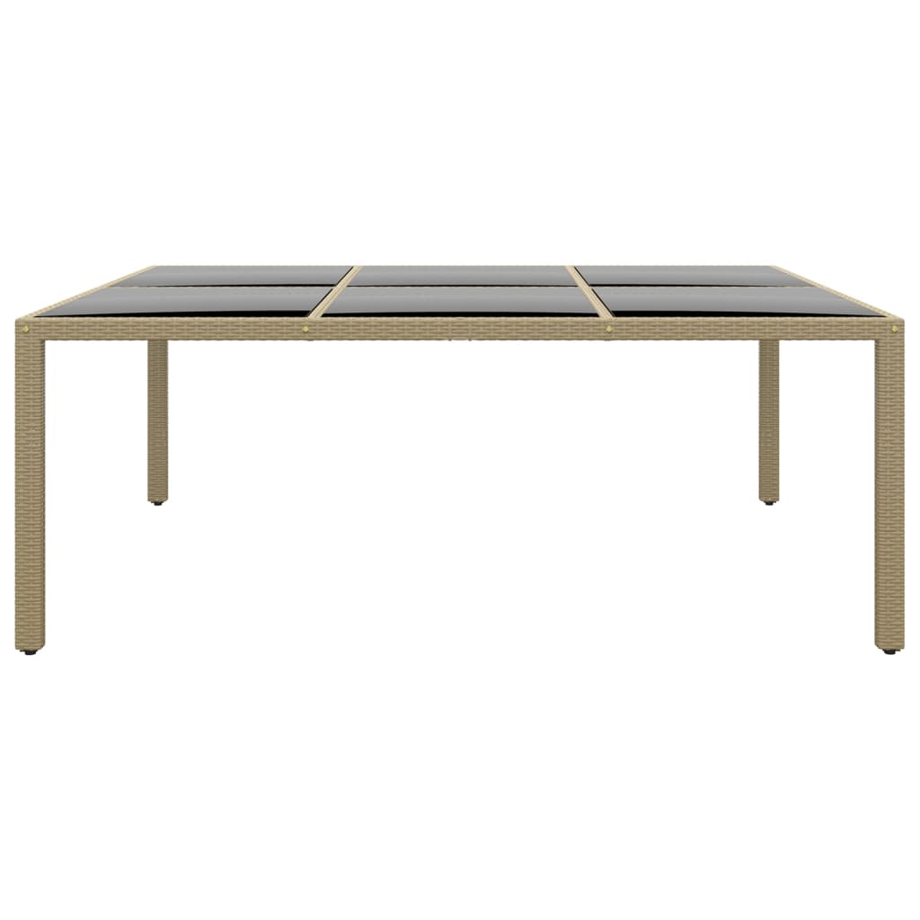 vidaXL Stół ogrodowy, 200x150x75 cm, szkło i rattan PE, beżowy