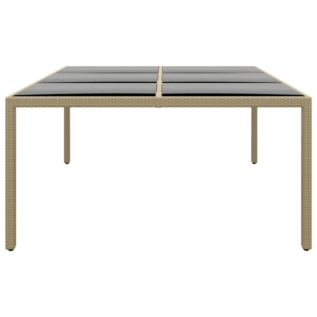 vidaXL Stół ogrodowy, 200x150x75 cm, szkło i rattan PE, beżowy
