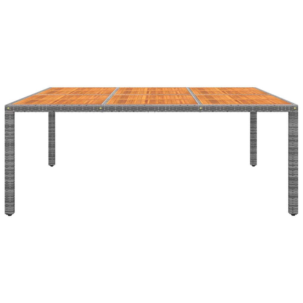 vidaXL Stół ogrodowy, 200x150x75 cm, akacja i rattan PE, szary