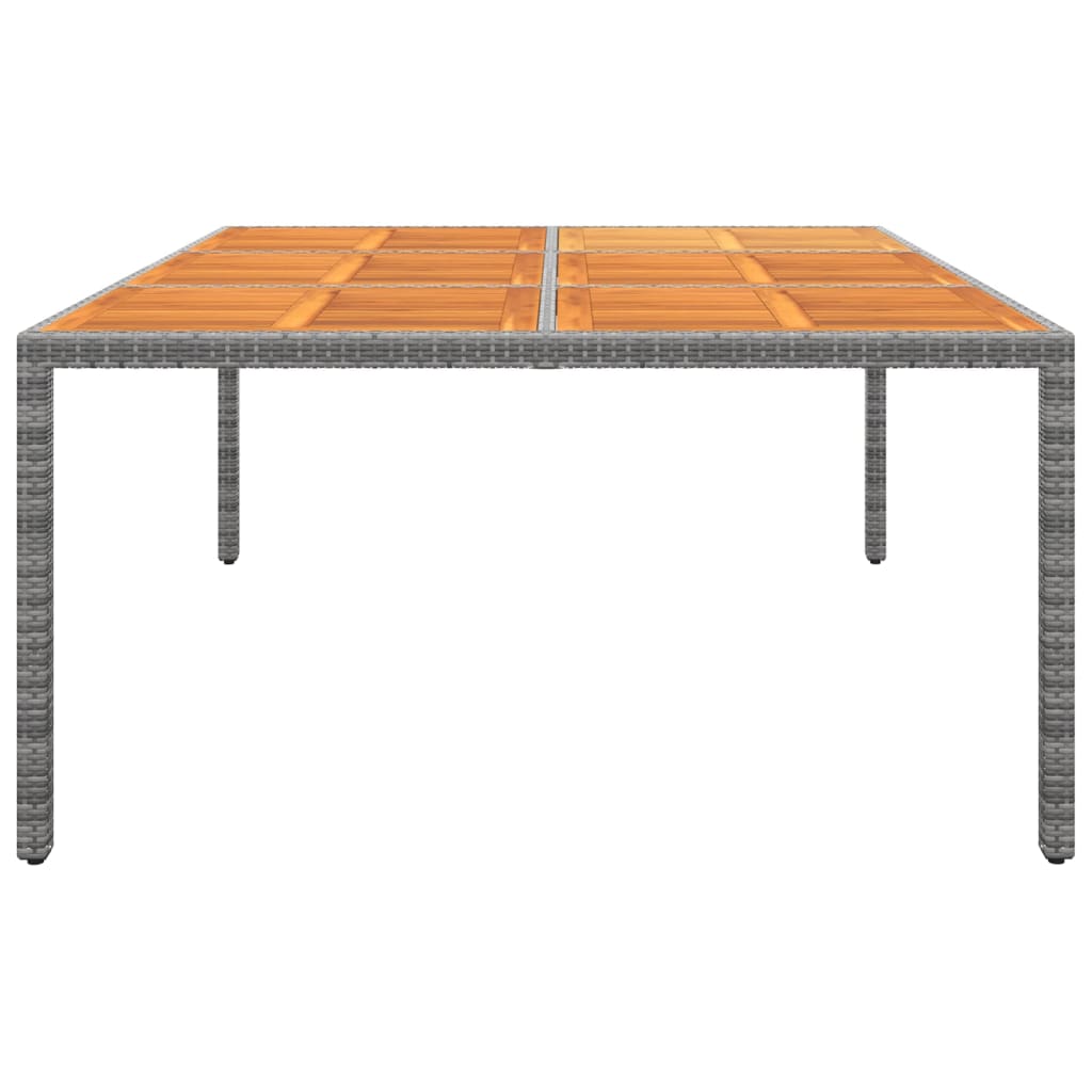 vidaXL Stół ogrodowy, 200x150x75 cm, akacja i rattan PE, szary