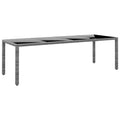 vidaXL Stół ogrodowy, 250x100x75 cm, szkło i rattan PE, szary