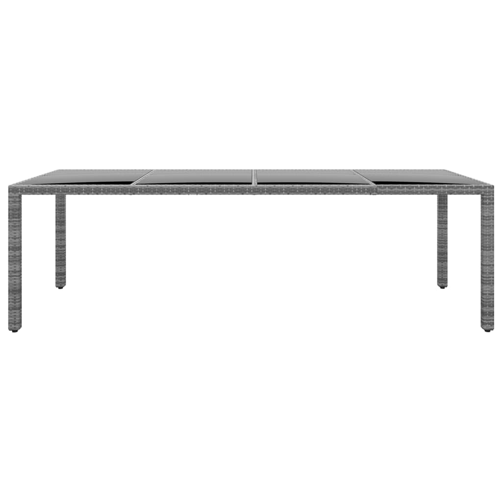 vidaXL Stół ogrodowy, 250x100x75 cm, szkło i rattan PE, szary