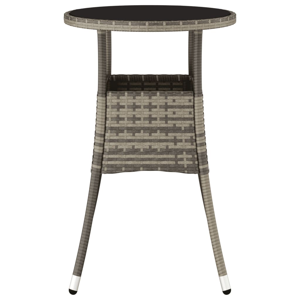 vidaXL Stolik ogrodowy, Ø60x75 cm, szkło hartowane i rattan PE, szary