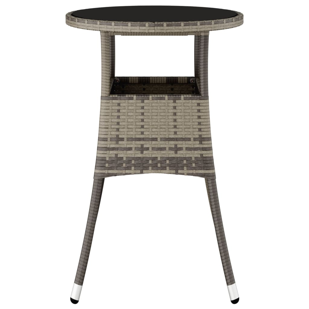 vidaXL Stolik ogrodowy, Ø60x75 cm, szkło hartowane i rattan PE, szary