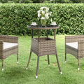 vidaXL Stolik ogrodowy, Ø60x75 cm, szkło hartowane i rattan PE, szary