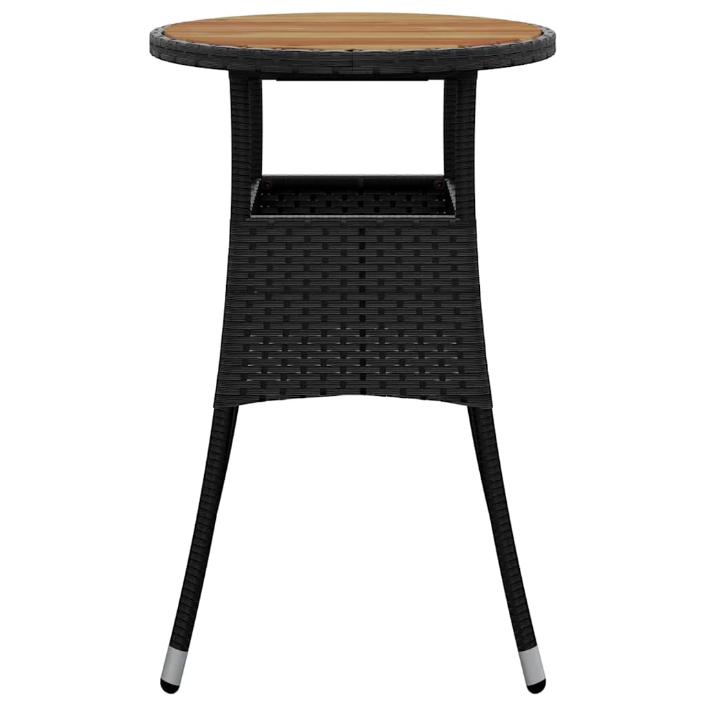 vidaXL Stolik ogrodowy, Ø60x75 cm, akacja i rattan PE, czarny