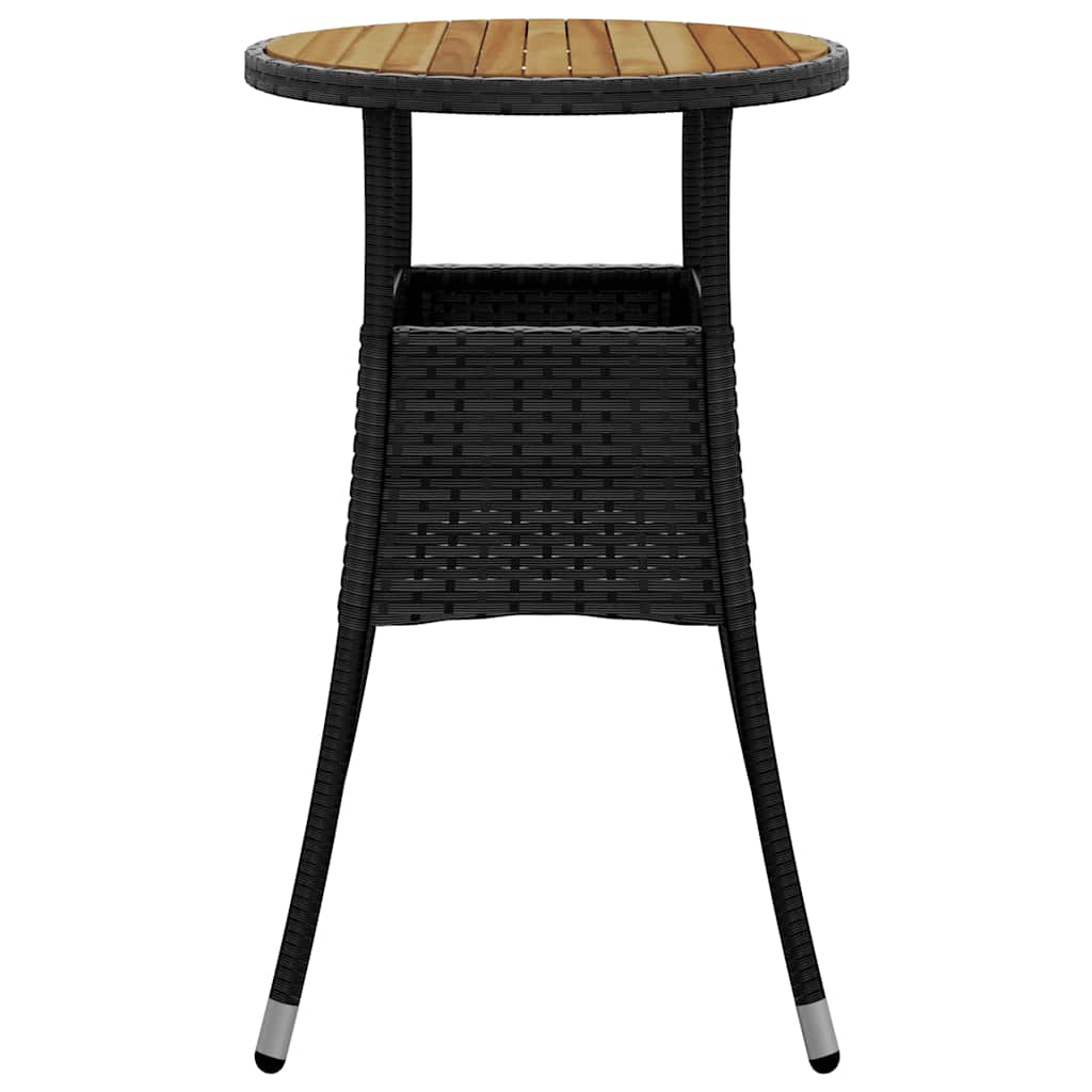 vidaXL Stolik ogrodowy, Ø60x75 cm, akacja i rattan PE, czarny