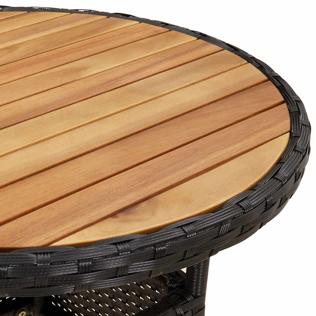 vidaXL Stolik ogrodowy, Ø60x75 cm, akacja i rattan PE, czarny