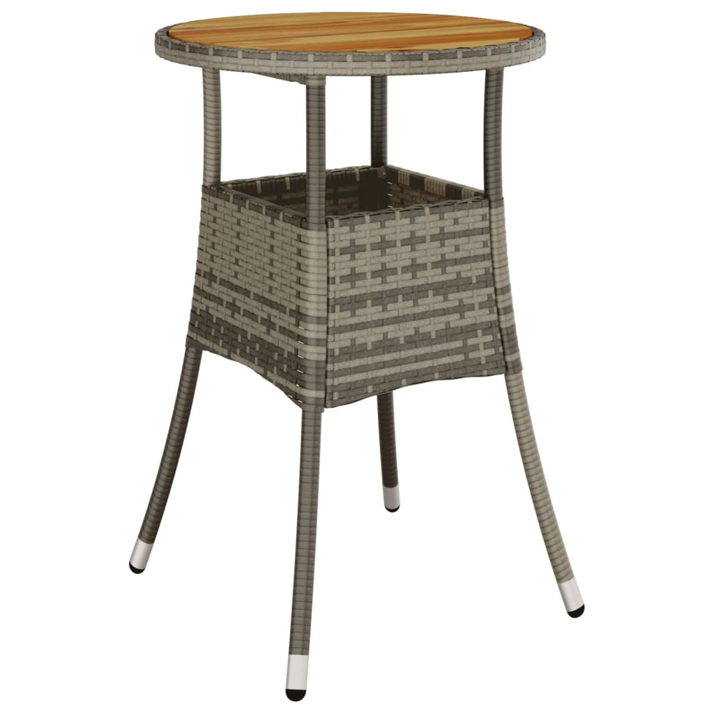 vidaXL Stolik ogrodowy, Ø60x75 cm, drewno akacjowe i rattan PE, szary
