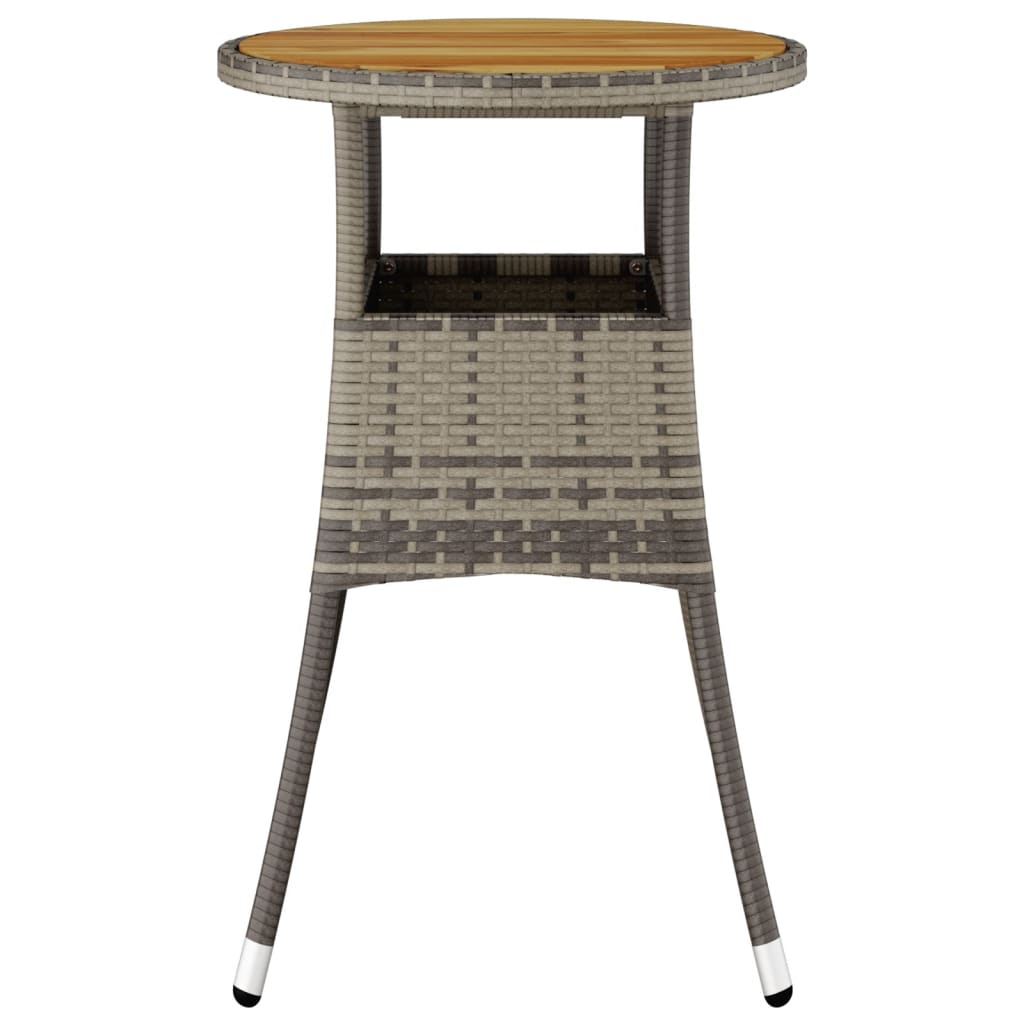 vidaXL Stolik ogrodowy, Ø60x75 cm, drewno akacjowe i rattan PE, szary