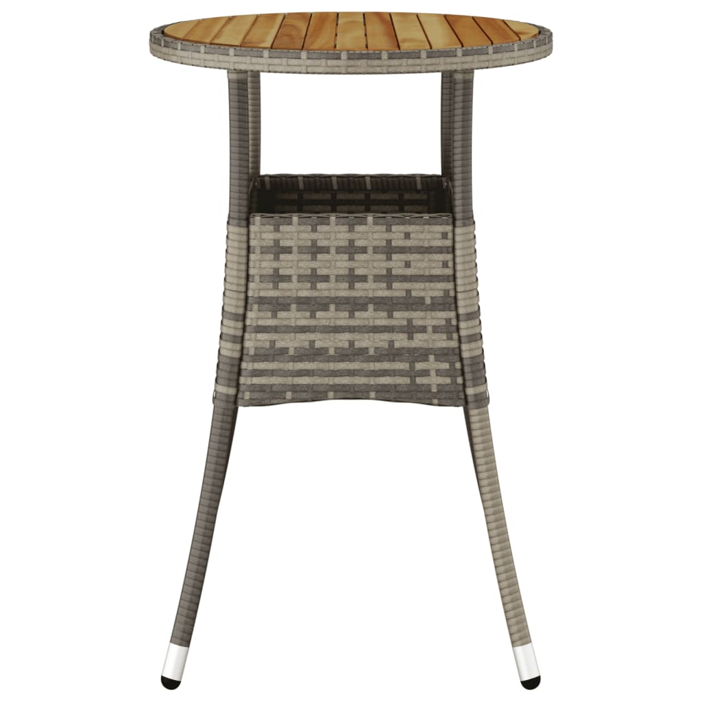 vidaXL Stolik ogrodowy, Ø60x75 cm, drewno akacjowe i rattan PE, szary