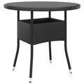 vidaXL Stolik ogrodowy, Ø80x75 cm, szkło hartowane i rattan PE, czarny