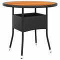 vidaXL Stolik ogrodowy, Ø80x75 cm, drewno akacjowe i rattan PE, czarny