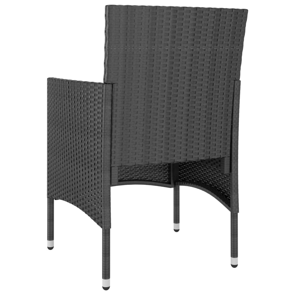 vidaXL 4-cz. zestaw krzeseł i stołków ogrodowych, rattan PE, czarny