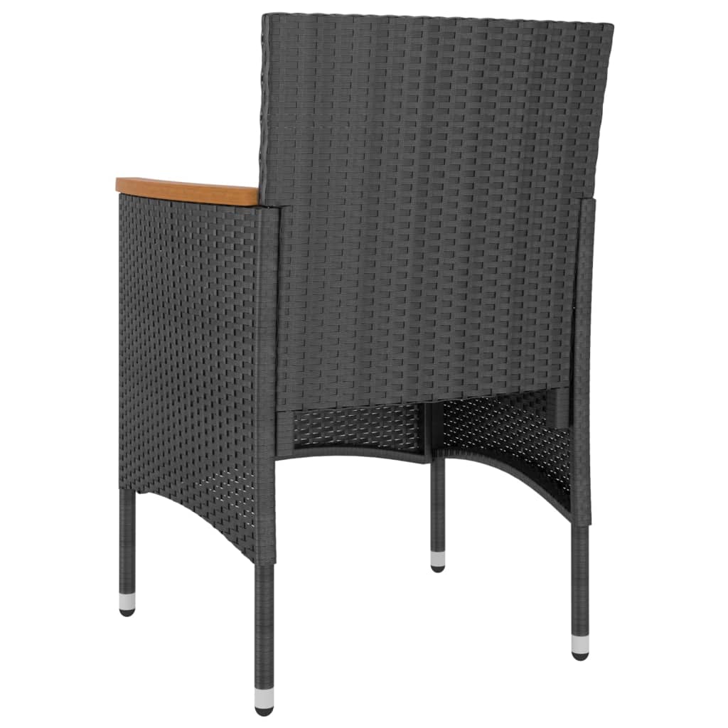 vidaXL 4-cz. zestaw krzeseł i stołków ogrodowych, rattan PE, czarny