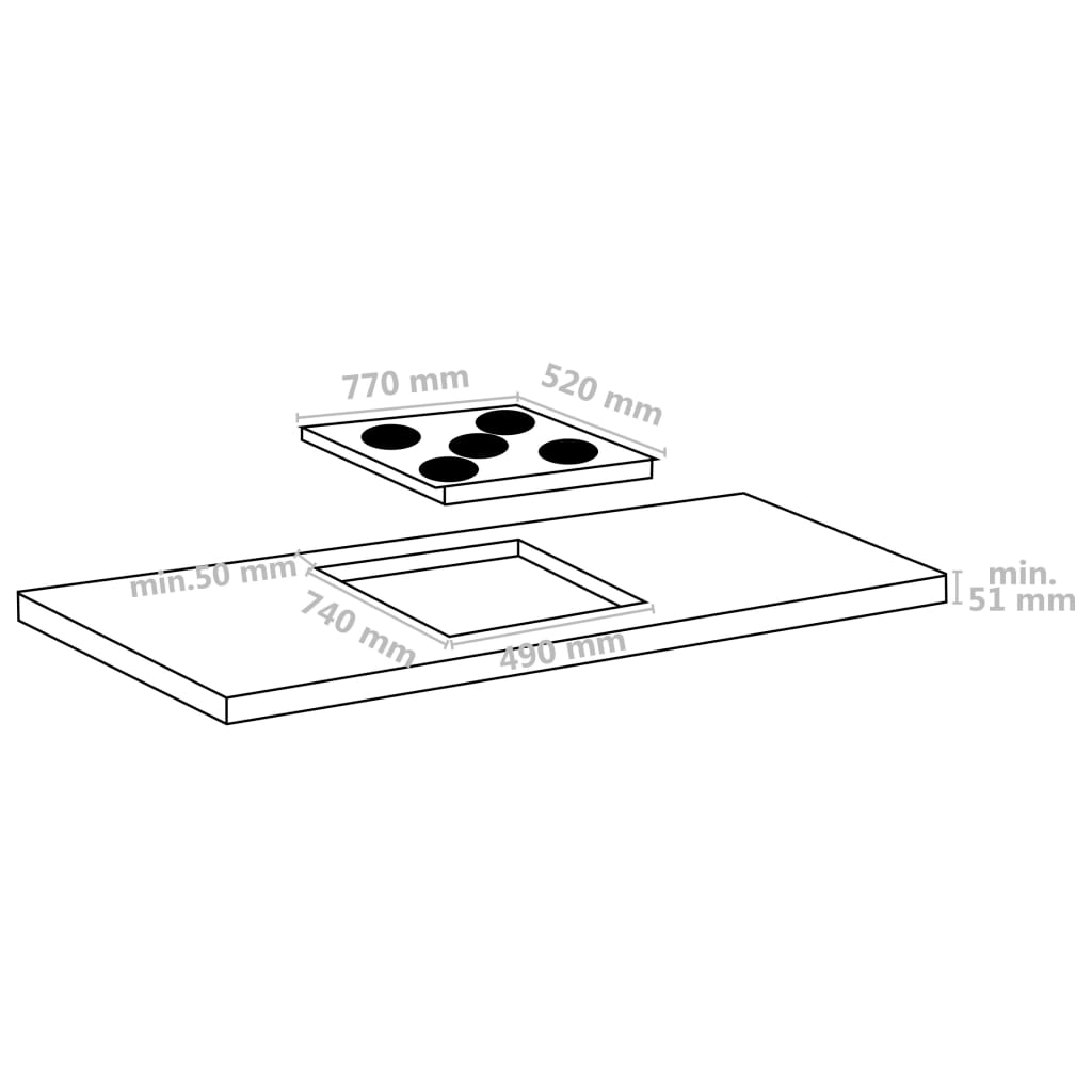vidaXL Płyta ceramiczna z 5 palnikami, dotykowa, 77 cm, 8500 W