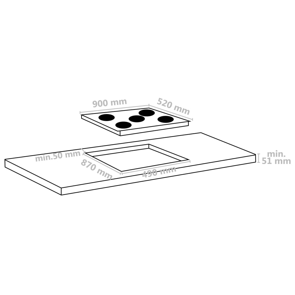 vidaXL Płyta ceramiczna z 5 palnikami, dotykowa, 90 cm, 8500 W