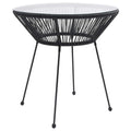 vidaXL Stolik ogrodowy, czarny, Ø70x74 cm, rattan i szkło