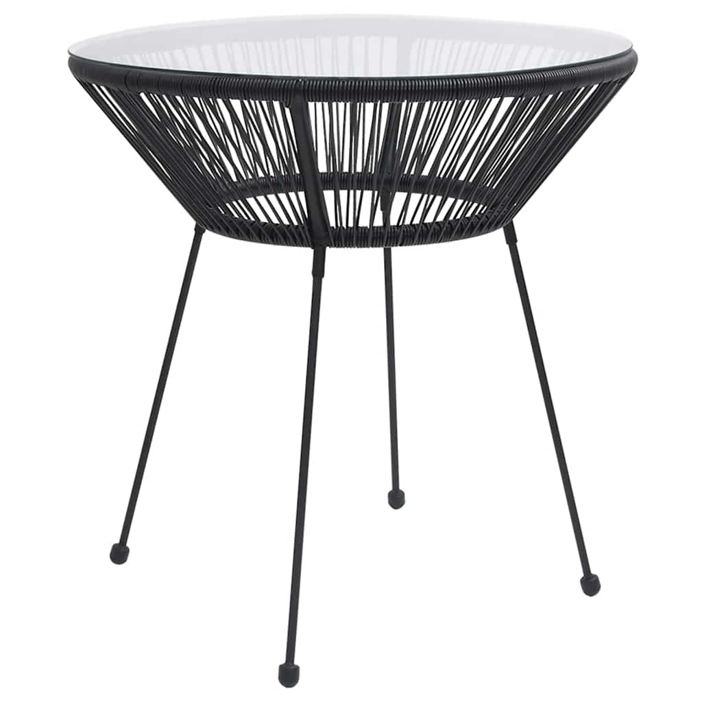 vidaXL Stolik ogrodowy, czarny, Ø70x74 cm, rattan i szkło