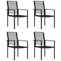 vidaXL Krzesła ogrodowe, 4 szt., rattan PVC, czarne