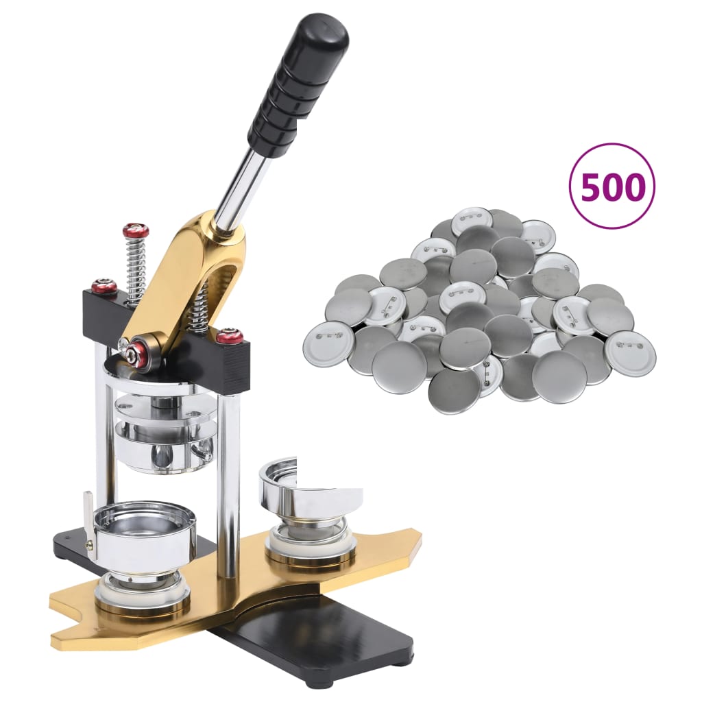 vidaXL Maszynka do przypinek i 500 szt. przypinek, 58 mm, obrotowa