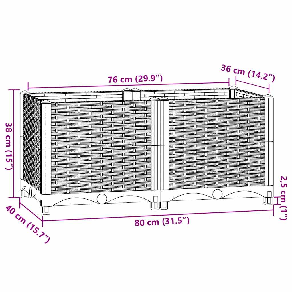 vidaXL Donica do podniesionej rabaty, 80x40x38 cm, polipropylen