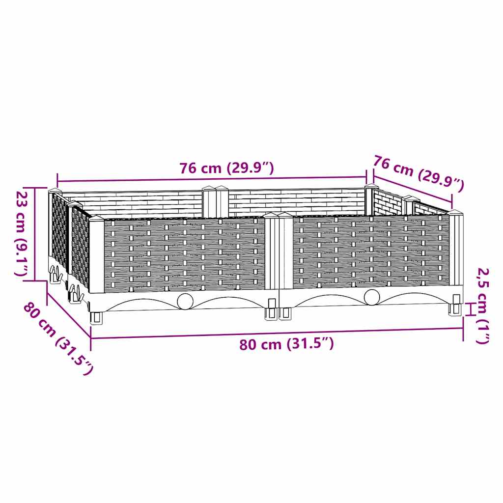 vidaXL Donica do podniesionej rabaty, 80x80x23 cm, polipropylen