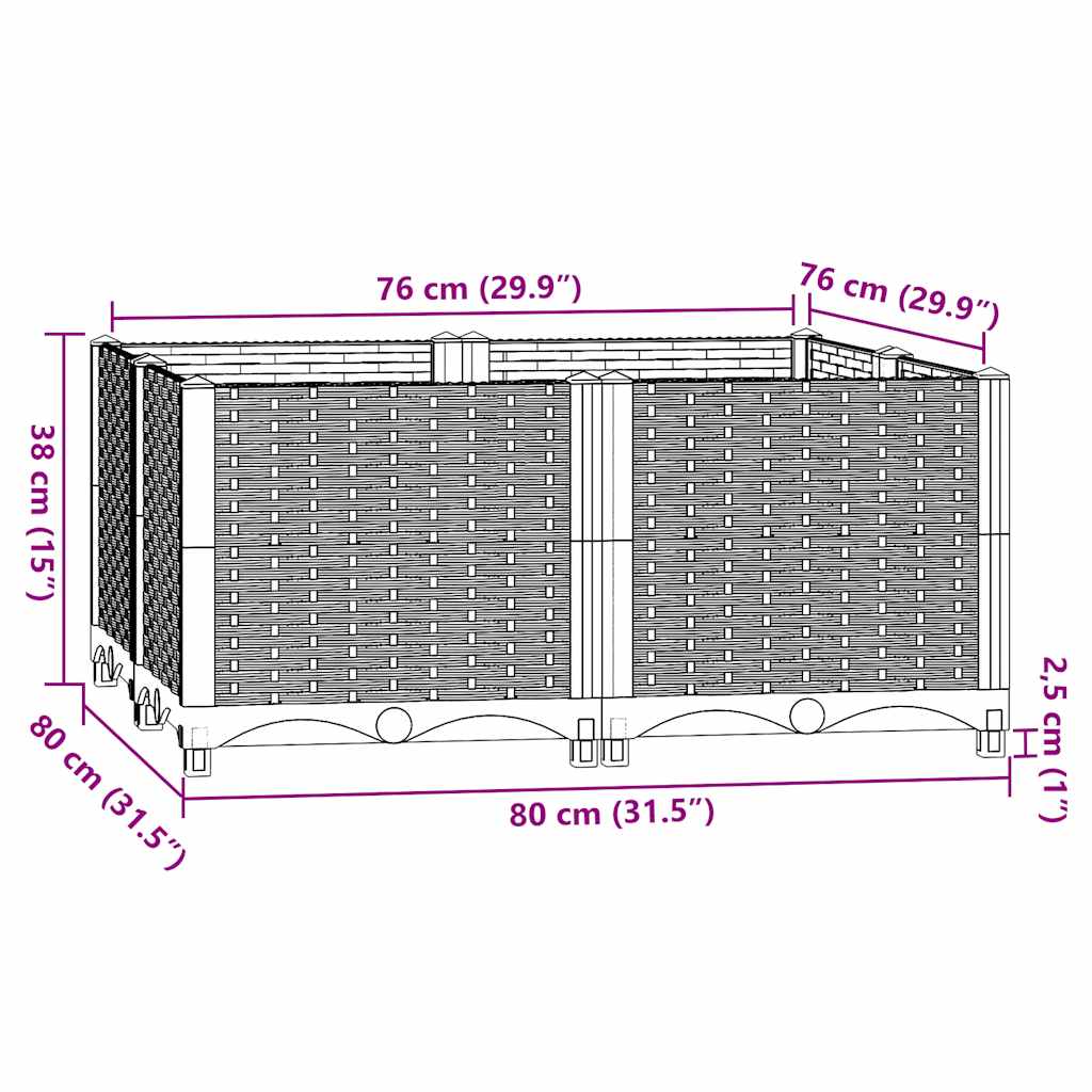 vidaXL Donica do podniesionej rabaty, 80x80x38 cm, polipropylen