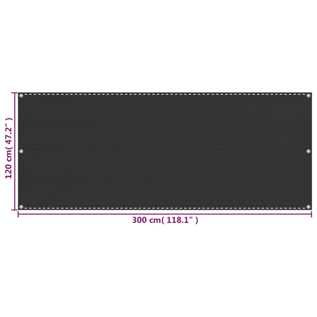 vidaXL Parawan balkonowy, antracytowy, 120x300 cm, HDPE