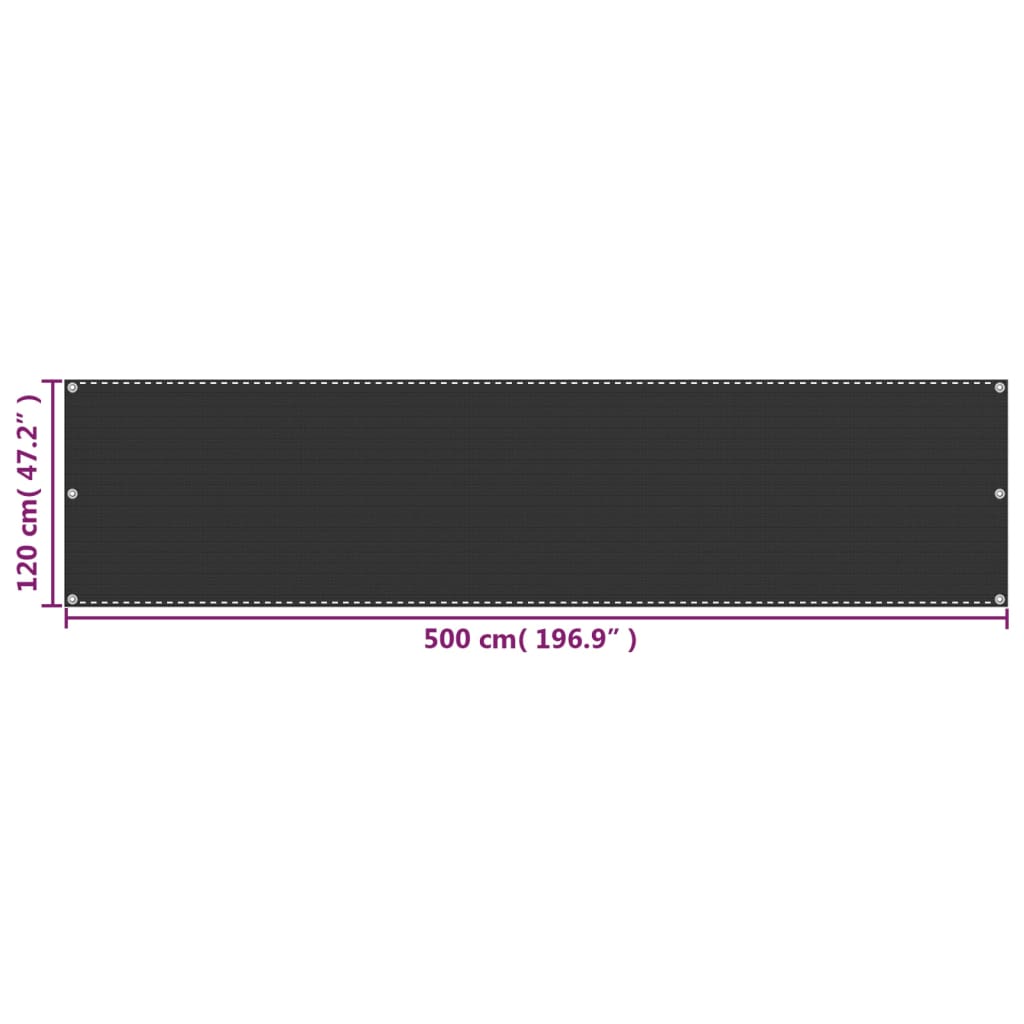vidaXL Parawan ogrodowy HDPE, 120x500, cm antracytowy