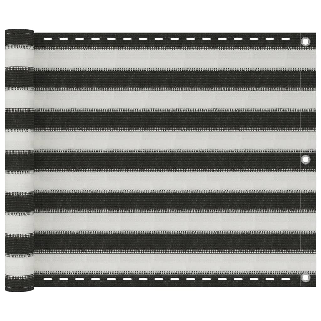 vidaXL Parawan balkonowy z HDPE, 75x500 cm, antracytowo-biały