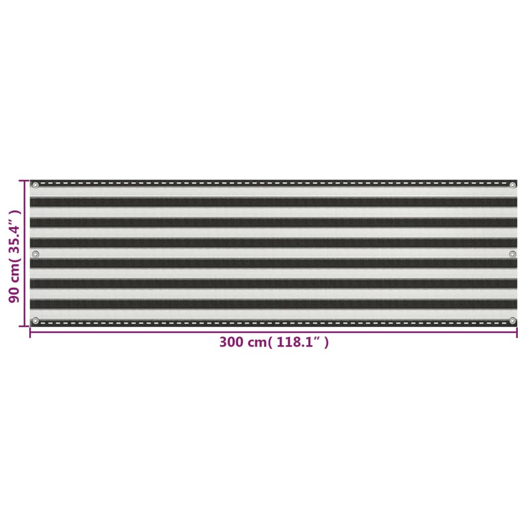 vidaXL Parawan balkonowy z HDPE, 90x300 cm, antracytowo-biały