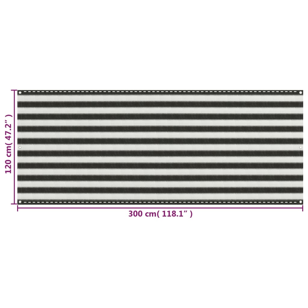 vidaXL Parawan balkonowy z HDPE, 120x300 cm, antracytowo-biały