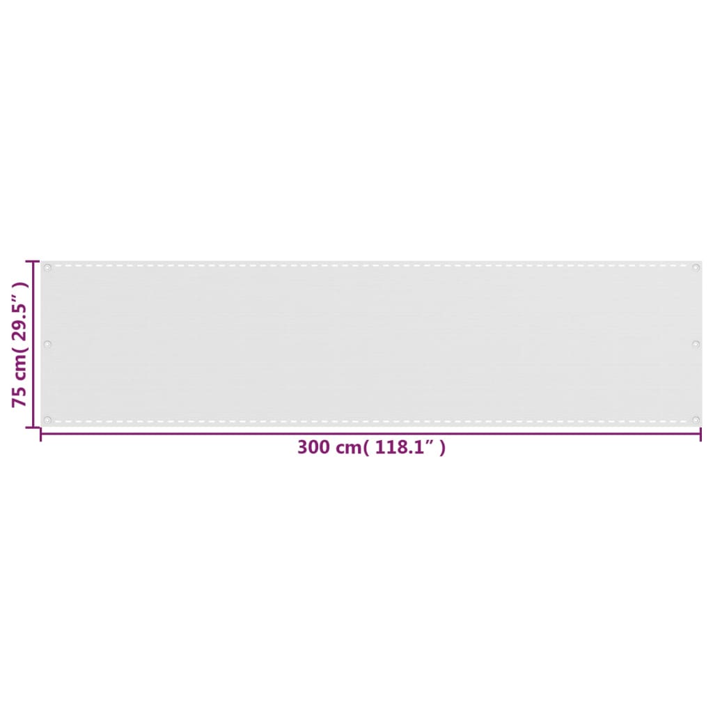 vidaXL Parawan balkonowy, biały, 75x300 cm, HDPE