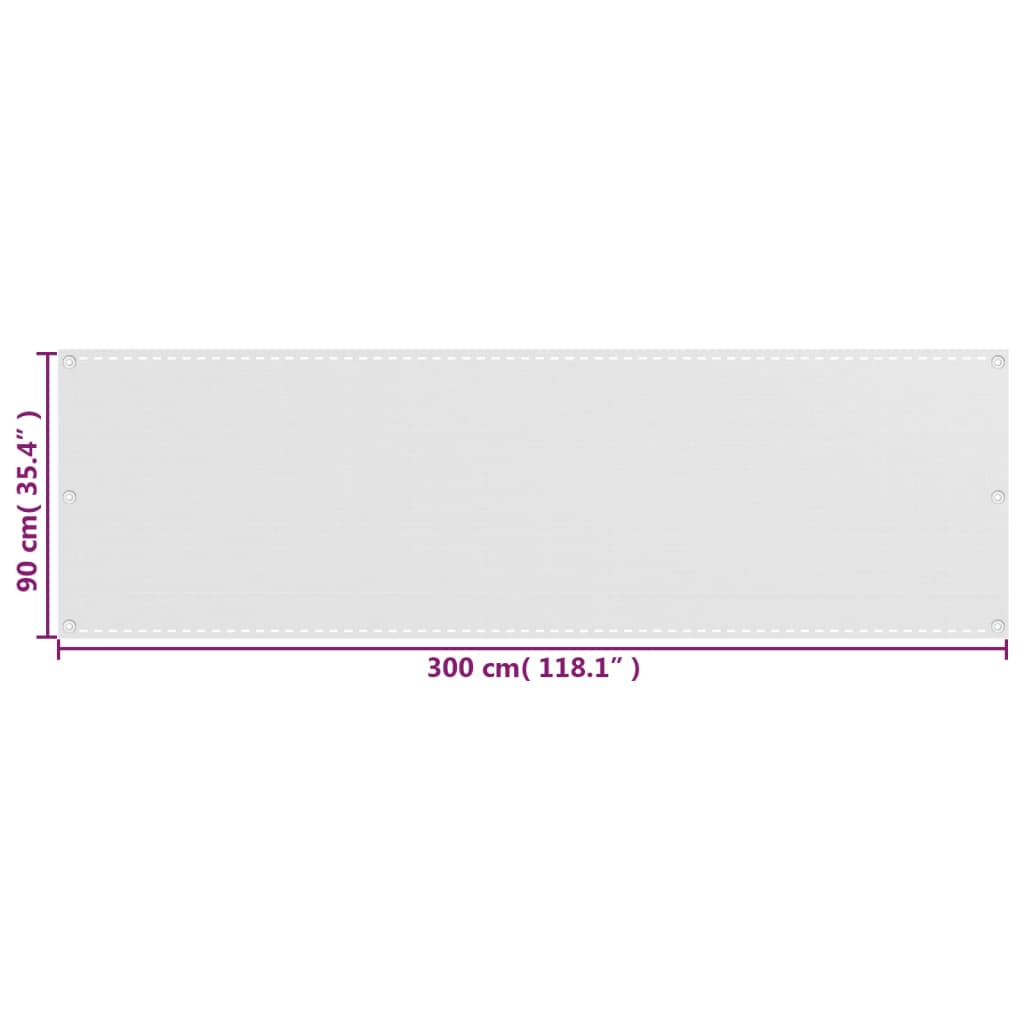 vidaXL Parawan balkonowy, biały, 90x300 cm, HDPE