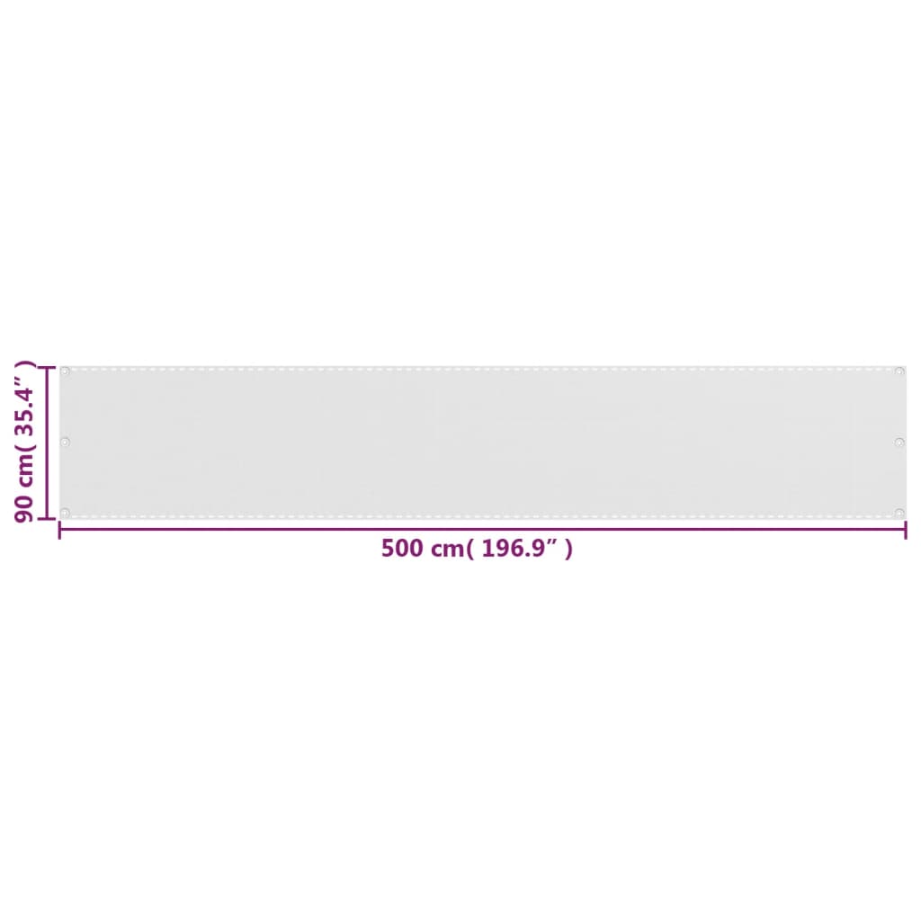 vidaXL Parawan balkonowy, biały, 90x500 cm, HDPE