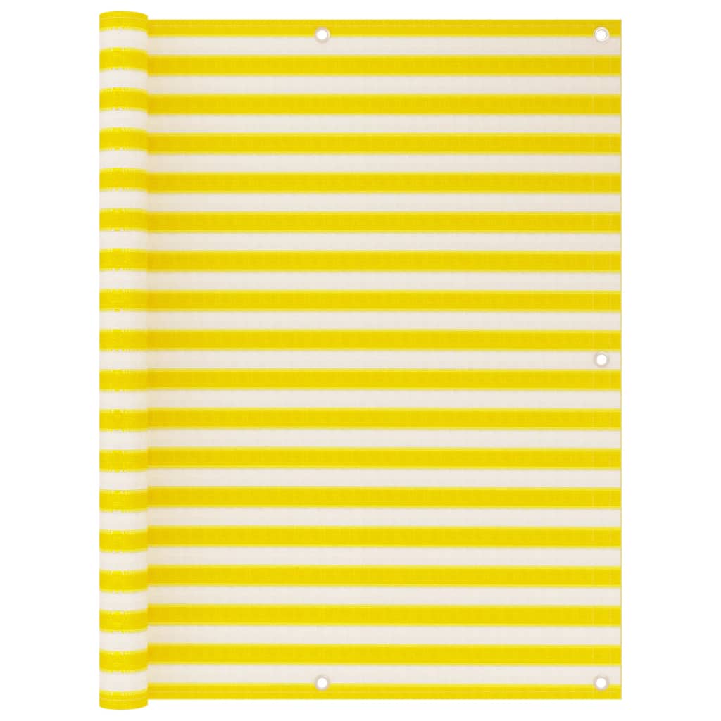 vidaXL Parawan balkonowy, żółto-biały, 120x500 cm, HDPE