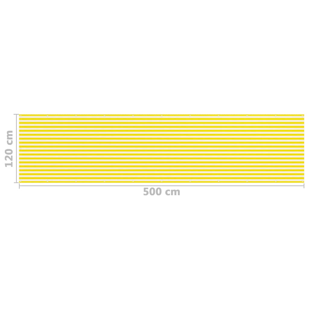 vidaXL Parawan balkonowy, żółto-biały, 120x500 cm, HDPE