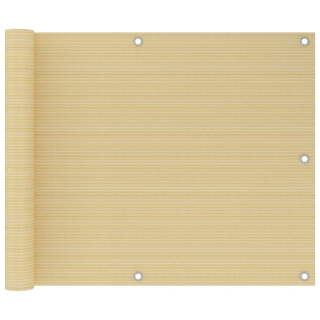 vidaXL Parawan balkonowy, beżowy, 75 x 300 cm, HDPE