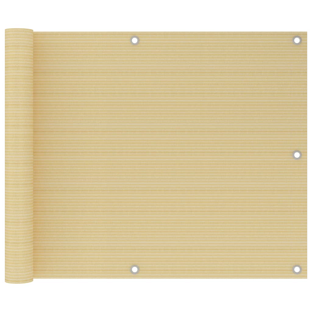 vidaXL Parawan balkonowy, beżowy, 75x500 cm, HDPE