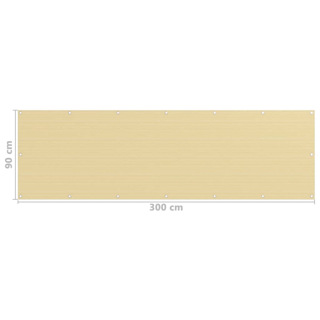 vidaXL Parawan balkonowy, beżowy, 90x300 cm, HDPE