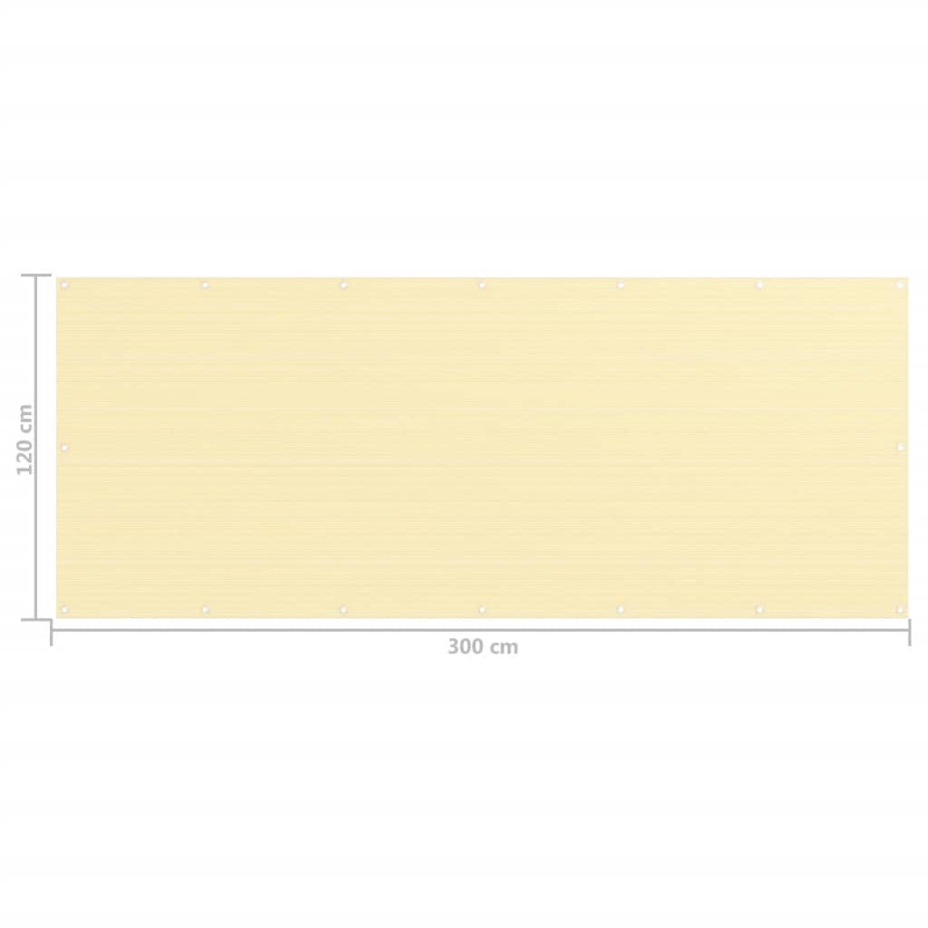 vidaXL Parawan balkonowy, beżowy, 120x300 cm, HDPE