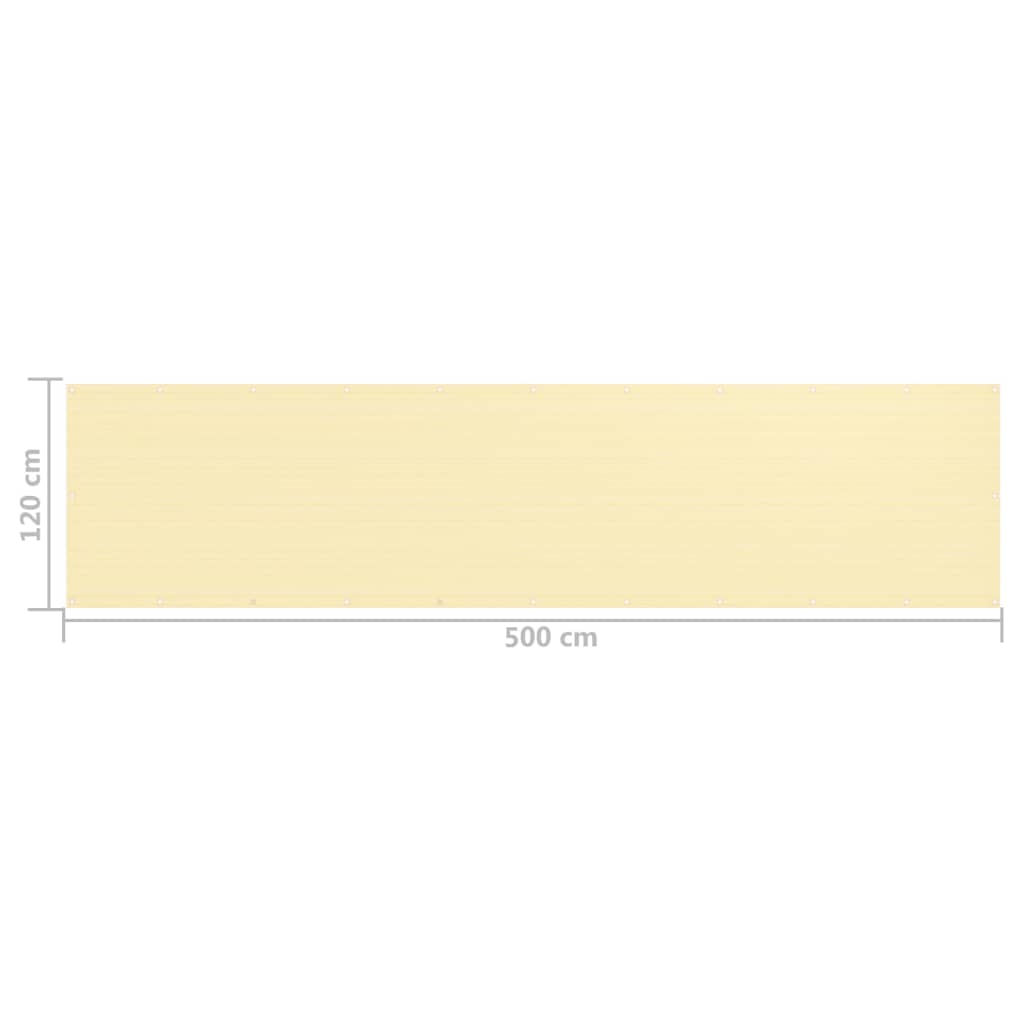 vidaXL Parawan balkonowy, beżowy, 120x500 cm, HDPE