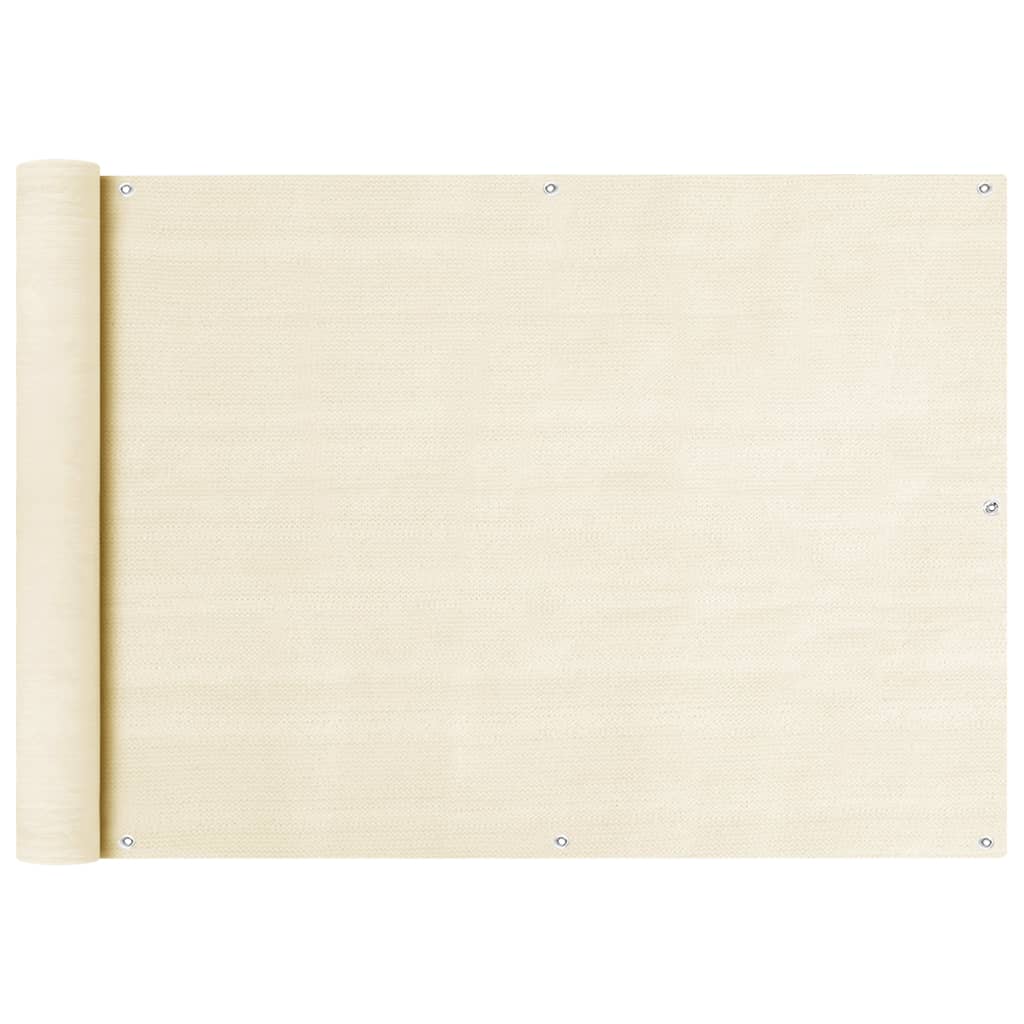 vidaXL Parawan balkonowy, kremowy, 75x400 cm, HDPE