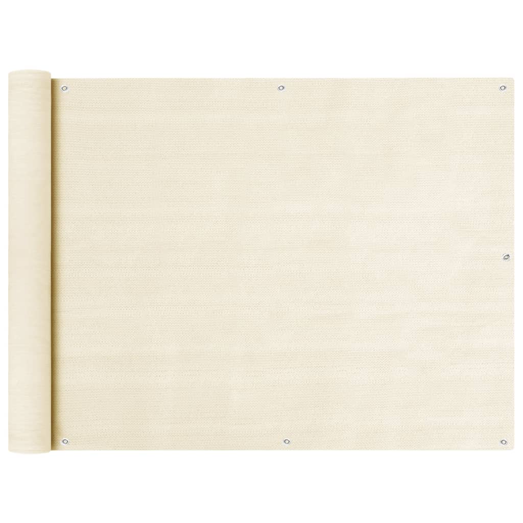 vidaXL Parawan balkonowy, kremowy, 90x300 cm, HDPE