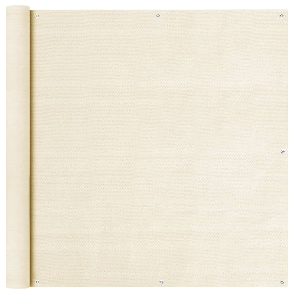 vidaXL Parawan balkonowy, kremowy, 120x300 cm, HDPE