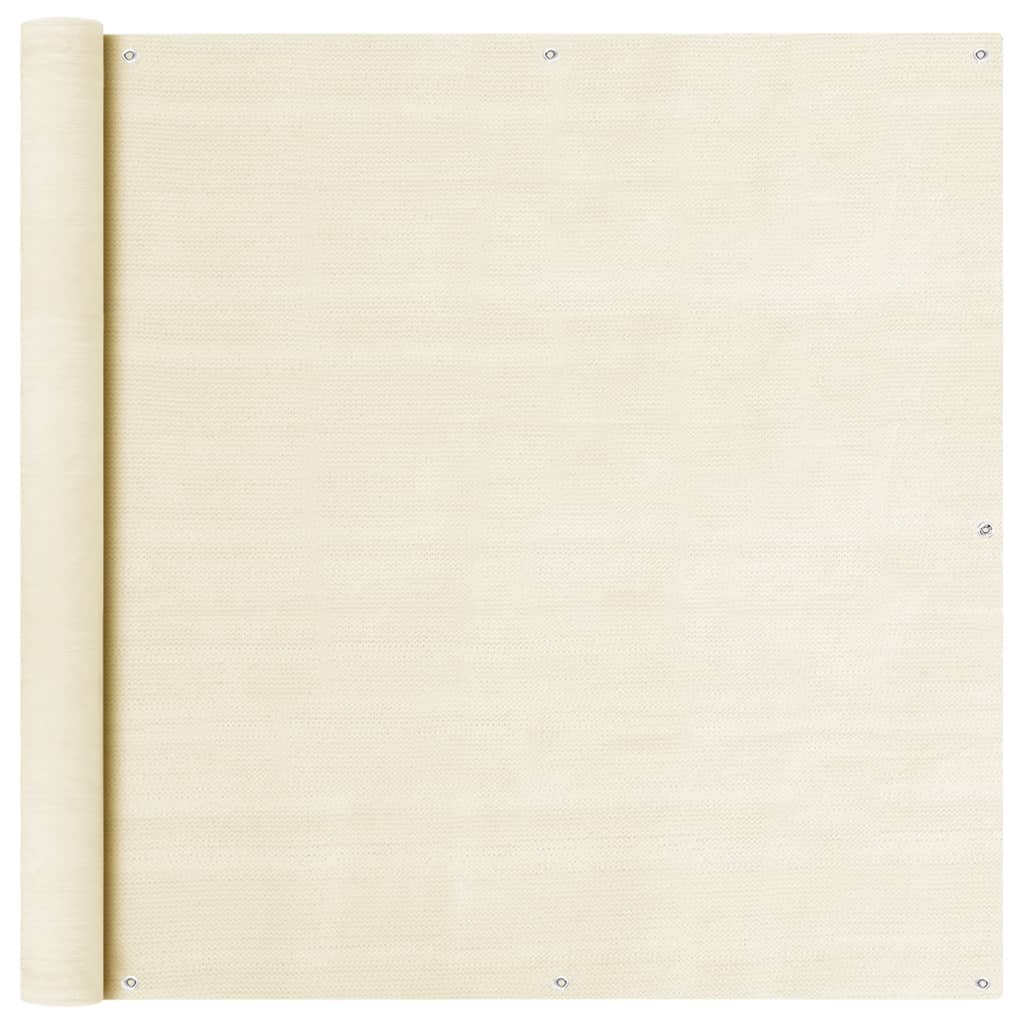 vidaXL Parawan balkonowy, kremowy, 120x500 cm, HDPE