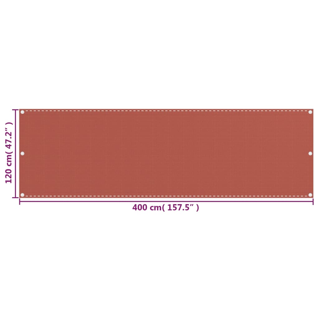 vidaXL Parawan balkonowy, kolor terakotowy, 120x400 cm, HDPE