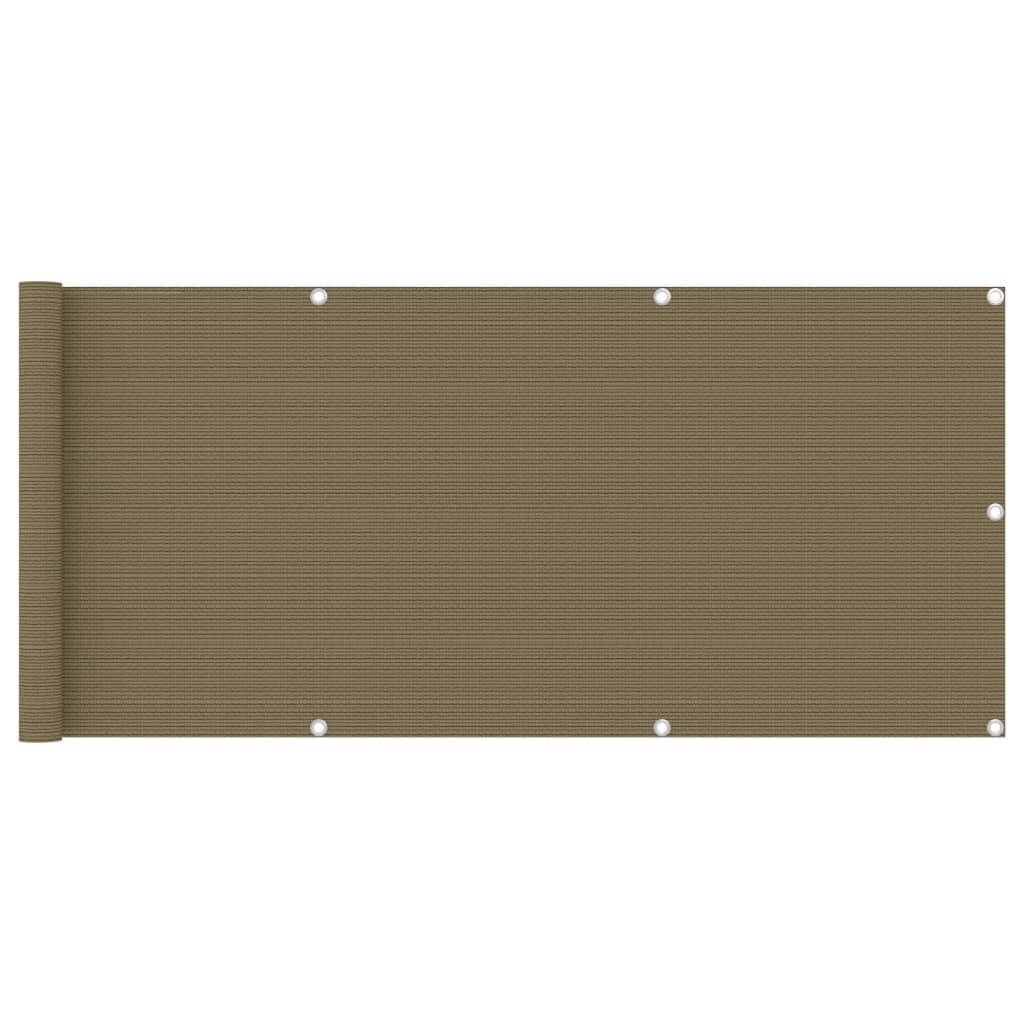 vidaXL Parawan balkonowy, kolor taupe, 75x400 cm, HDPE