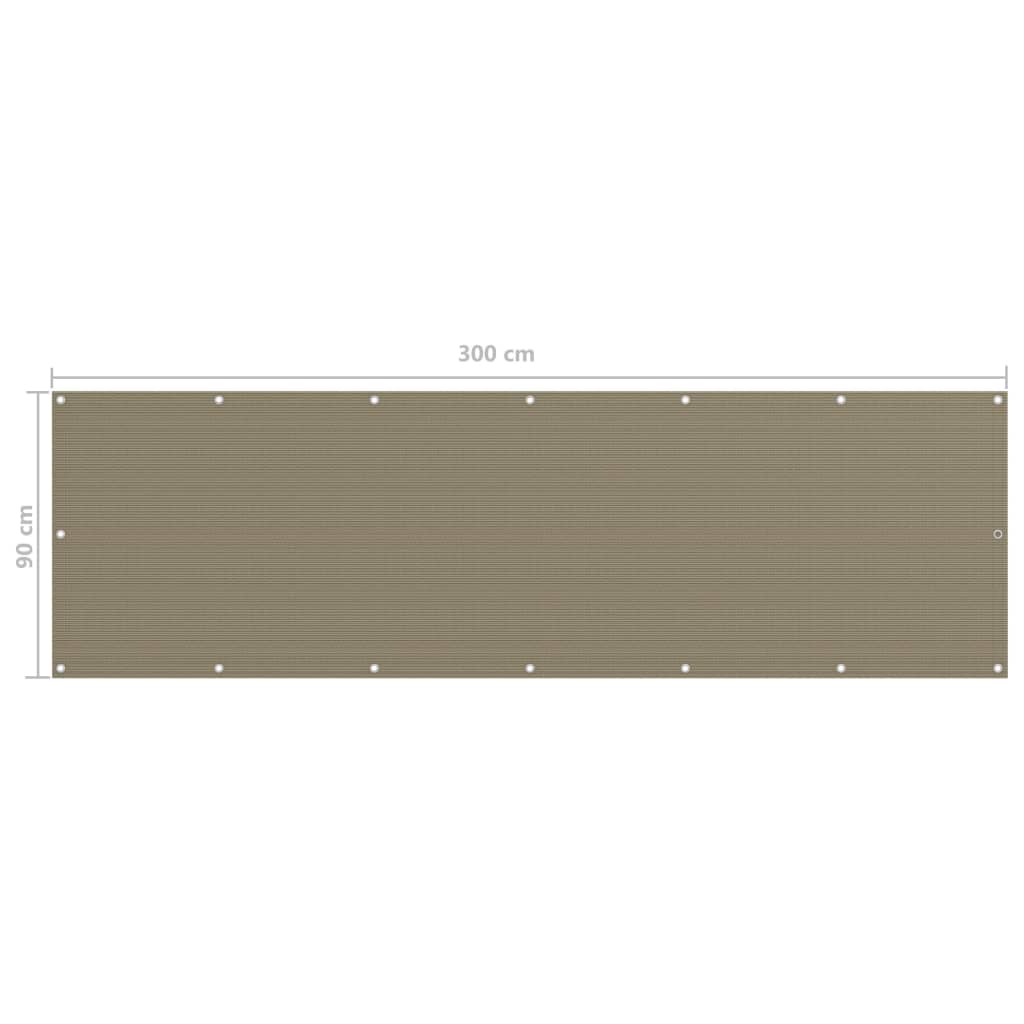 vidaXL Parawan balkonowy, kolor taupe, 90x300 cm, HDPE